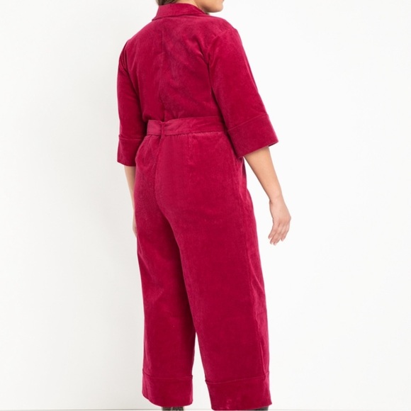 NWT Eloquii Red Belted Corduroy Jumpsuit - Picture 2 of 5